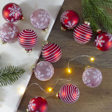 Red and silver on sale glass ornaments